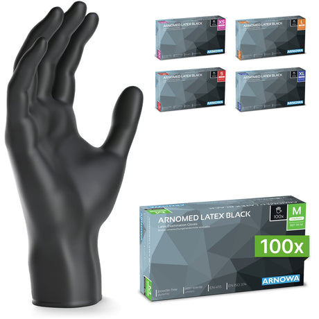 ARNOMED Latex Einmalhandschuhe, puderfrei, schwarz, extra strapazierfähig – Ansicht 4