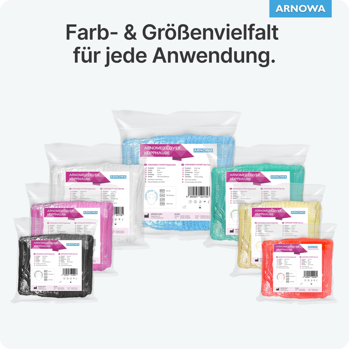 ARNOMED COVER Klipphauben mit Gummizug, 52 cm, weiß – Ansicht 8