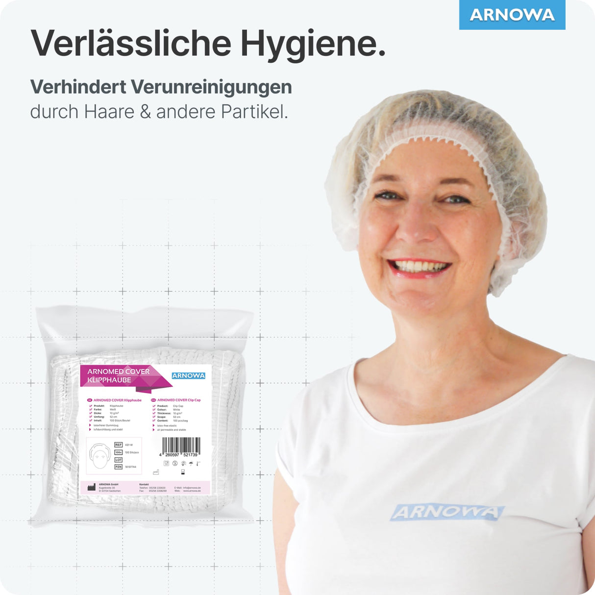 ARNOMED COVER Klipphauben mit Gummizug, 52 cm, weiß – Ansicht 5
