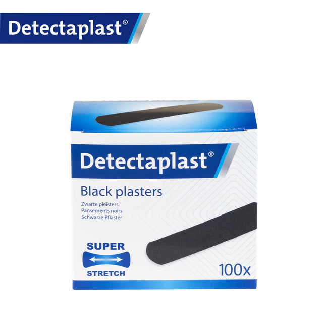 Detectaplast Super Stretch black Pflaster, schwarz – stark dehnbar und hypoallergen