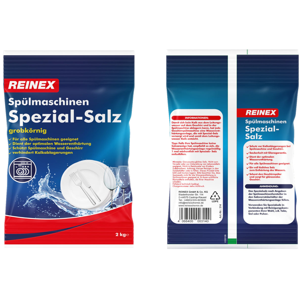 Reinex Spezial-Salz für Spülmaschinen, grob – wirksame Wasserenthärtung – Ansicht 3