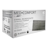AMPri Med-Comfort Einmalmundschutz Typ IIR, 4-lagig - 1 Karton = 10 Packungen à 50 Stück, Farbe: grau