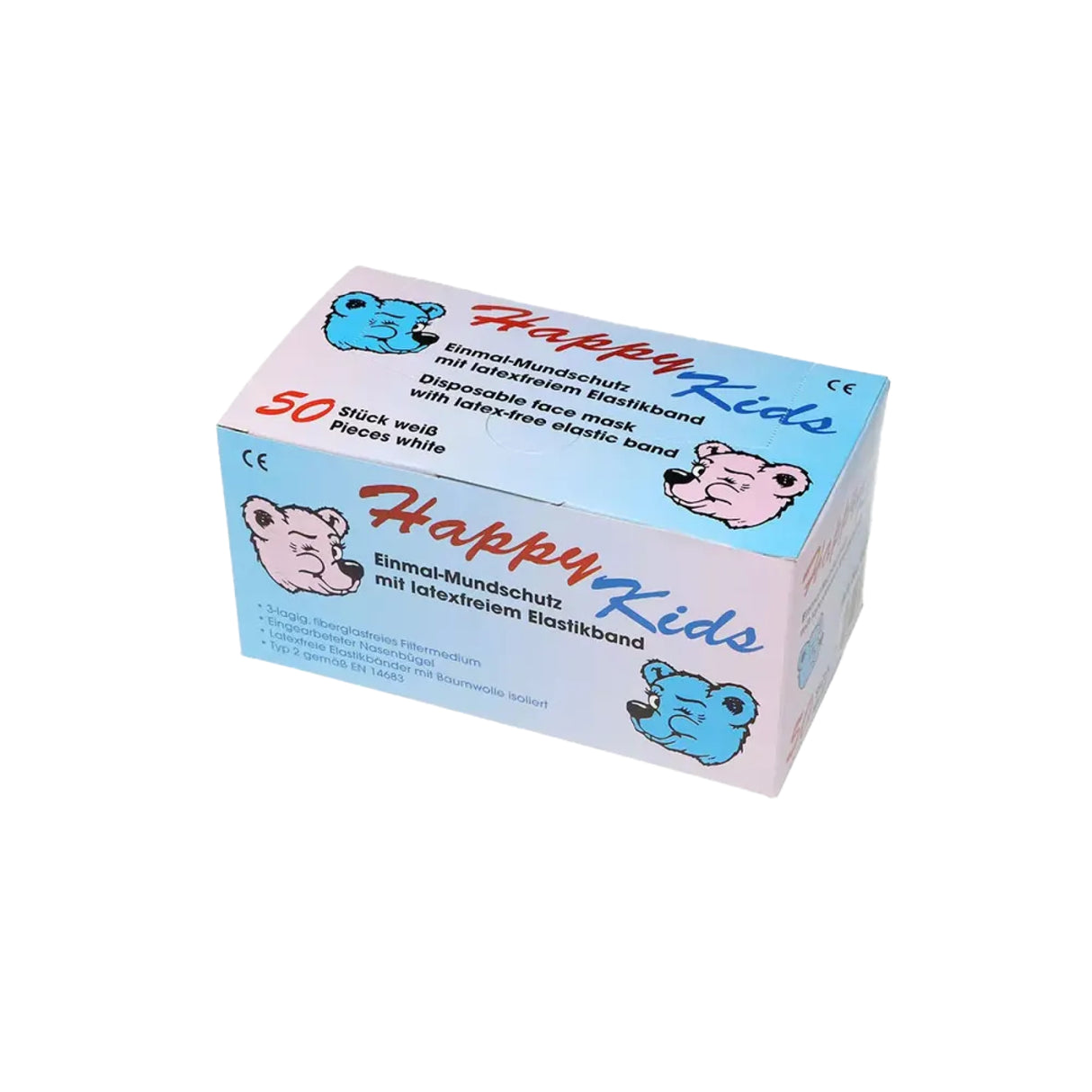AMPri Happy Kids Einmalmundschutz Typ II, weiß, 3-lagig - 1 Karton = 10 Packungen à 50 Stück