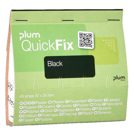 Plum QuickFix Black Pflaster atmungsaktiv, 72 x 25 mm – strapazierfähig, einzeln verpackt