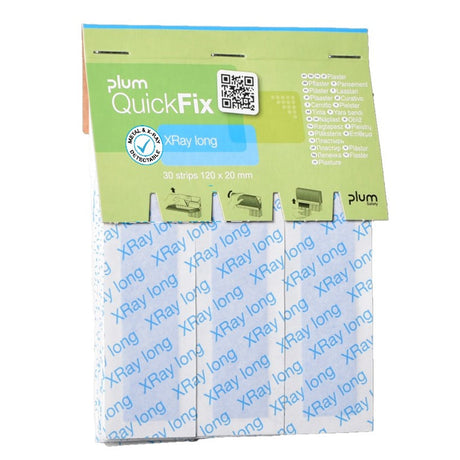 Plum QuickFix XRay Long Pflaster blau, 120 x 20 mm – detektierbar und extra lang