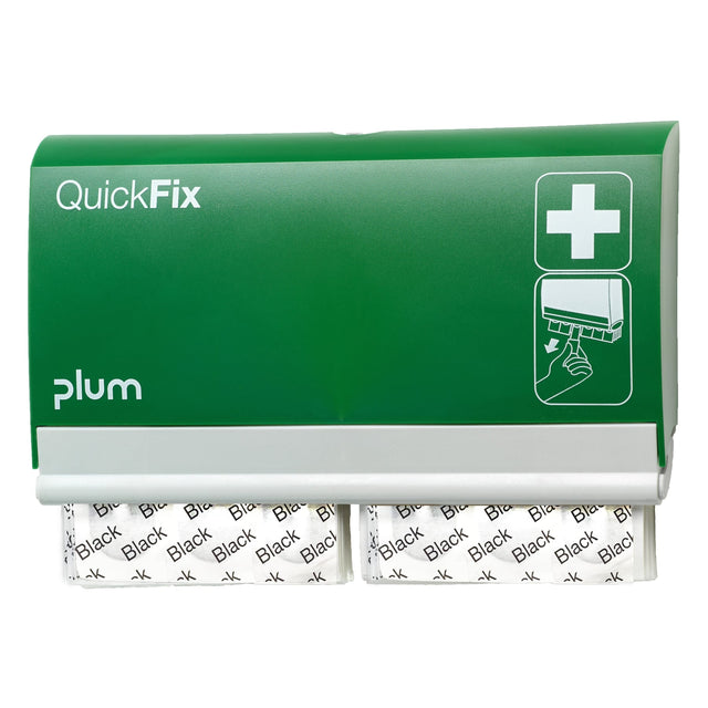 Plum QuickFix Black Pflasterspender – mit 90 schwarzen Pflastern, für die Wandmontage