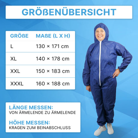 ARNOMED COVER Einwegoverall mit Kapuze, PP, blau, atmungsaktiv – Ansicht 4