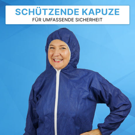 ARNOMED COVER Einwegoverall mit Kapuze, PP, blau, atmungsaktiv – Ansicht 5
