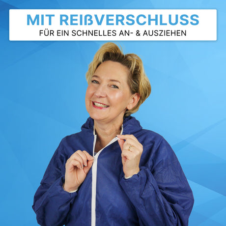 ARNOMED COVER Einwegoverall mit Kapuze, PP, blau, atmungsaktiv – Ansicht 6