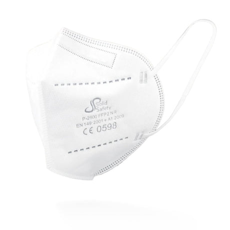 AMPri SolidSafety FFP2 NR Atemschutzmaske, einzeln verpackt - 1 Packung = 5 Stück, Farbe: weiß