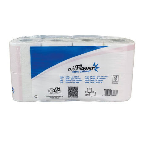 ZVG Toilettenpapier 3-lagig, hochweiß, mit Dekoprägung