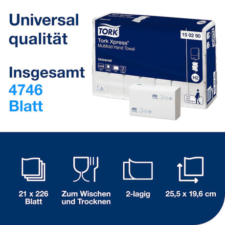 Tork Xpress Multifold Papierhandtücher H2, 2-lagig, weiß, 100 % Recyclingfasern – Ansicht 3