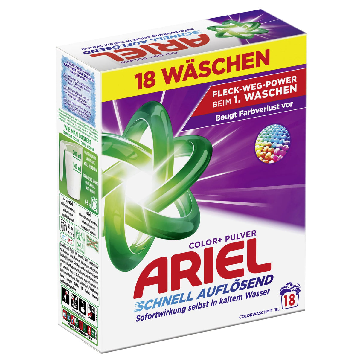 Ariel Color+ Pulver Colorwaschmittel für strahlende Reinheit