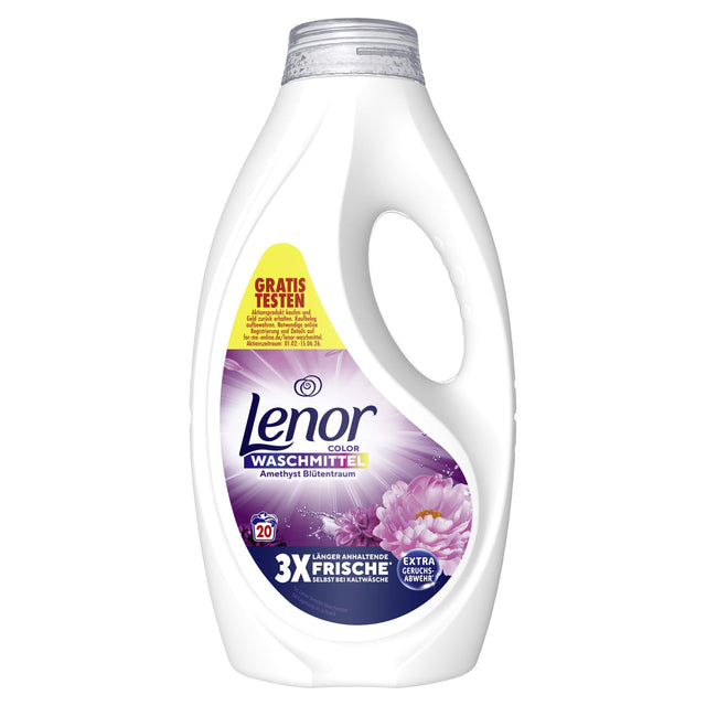 Lenor Color Flüssigwaschmittel Amethyst Blütentraum mit Tiefenreinheitsformel für Kaltwäsche