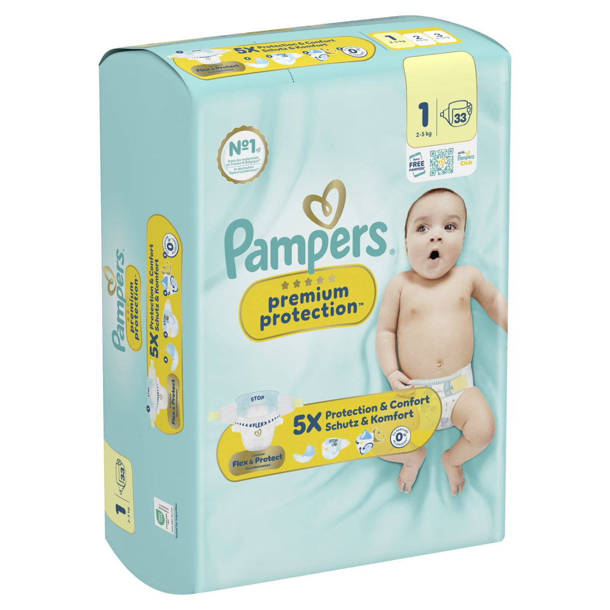 Pampers Premium Protection Windeln Größe 1 Newborn, 2-5 kg – DERMACOMFORT Innenvlies