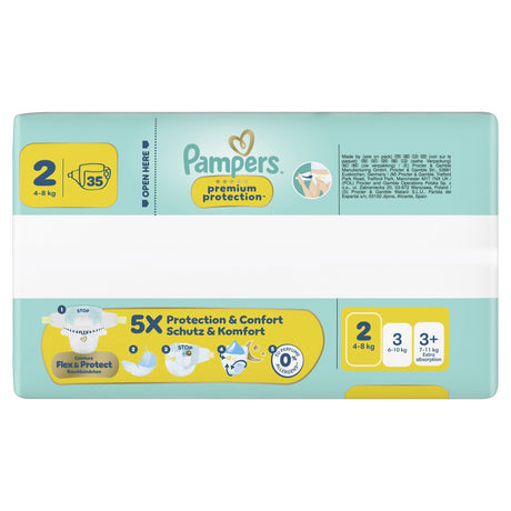 Pampers Premium Protection Windeln Größe 2 Mini, 4-8 kg – ultra weiche Seitenflügel – Ansicht 4