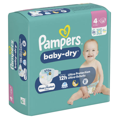 Pampers Baby Dry Windeln Größe 4 Maxi, 9-14 kg – extra Trockenheitslage
