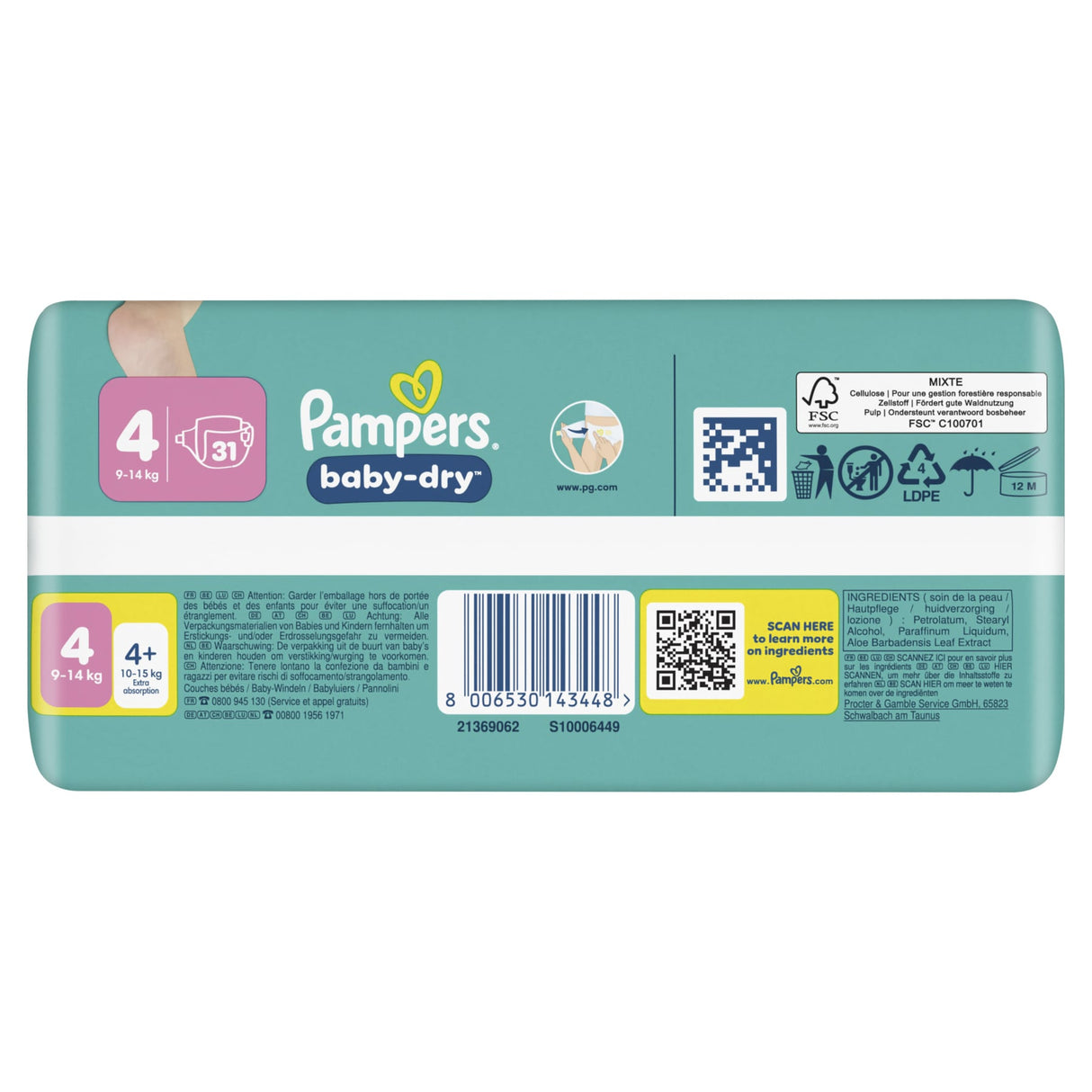 Pampers Baby Dry Windeln Größe 4 Maxi, 9-14 kg – extra Trockenheitslage – Ansicht 3