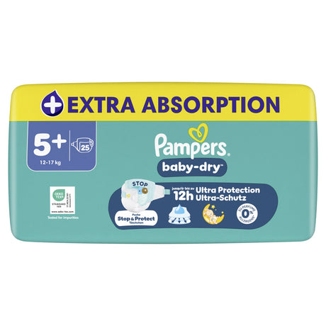 Pampers Baby Dry Windeln Größe 5+ Junior Plus, 12-17 kg – doppeltes Sicherheitsbündchen – Ansicht 5