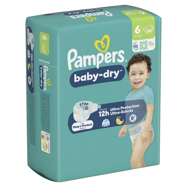 Pampers Baby Dry Windeln Größe 6 Extra Large, 13-18 kg – 3-fach-Schutz-System
