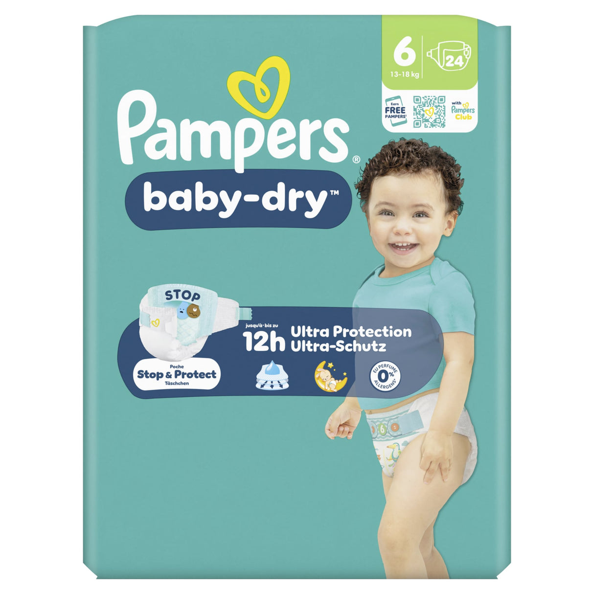 Pampers Baby Dry Windeln Größe 6 Extra Large, 13-18 kg – 3-fach-Schutz-System – Ansicht 2