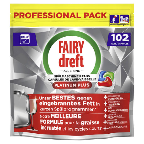 Fairy Professional Platinum Plus Spülmaschinentabs, HACCP-konform mit Anti-Kalk-System