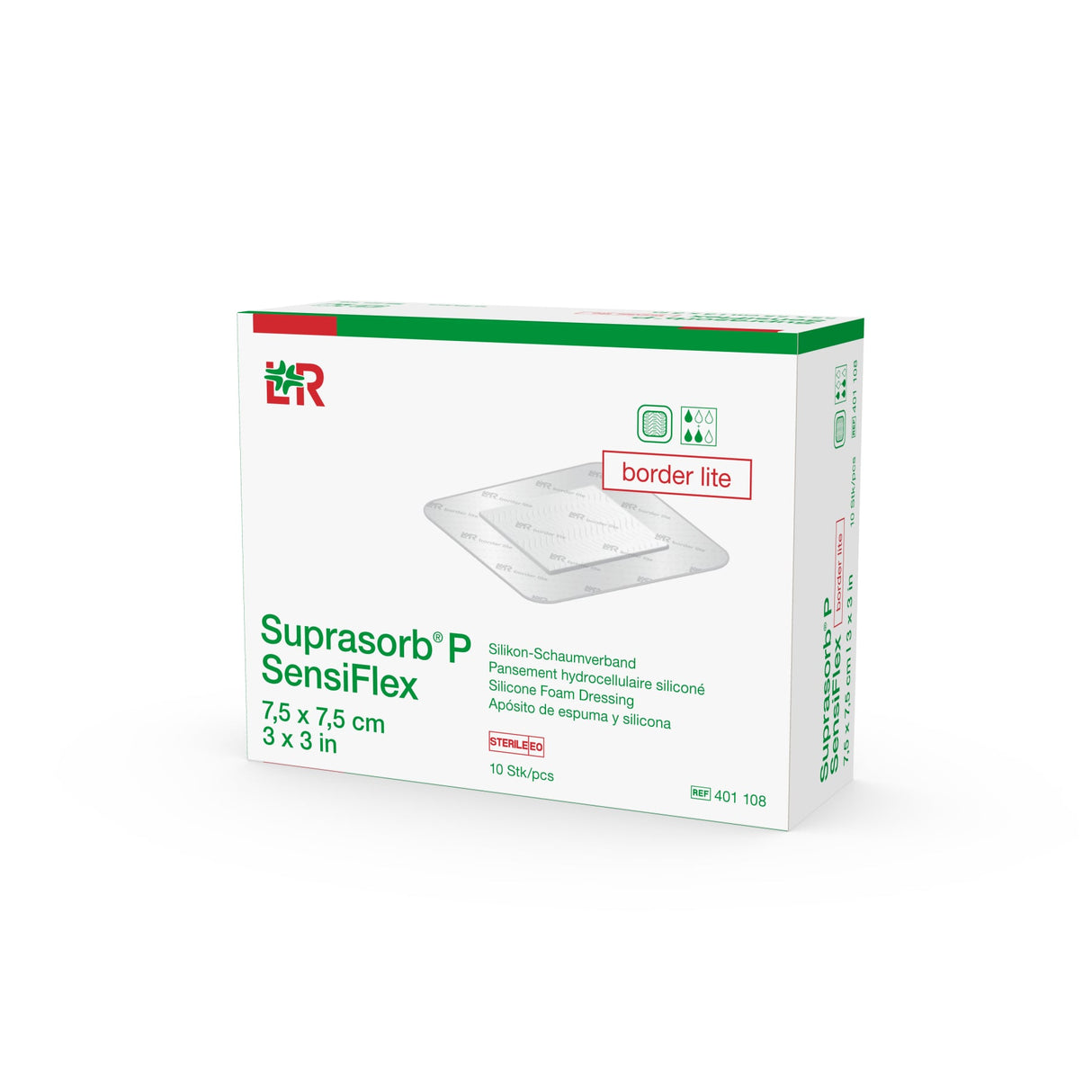Lohmann & Rauscher Suprasorb P SensiFlex Silikon-Schaumverband, steril, border lite – flexibel, atraumatisch – Ansicht 3
