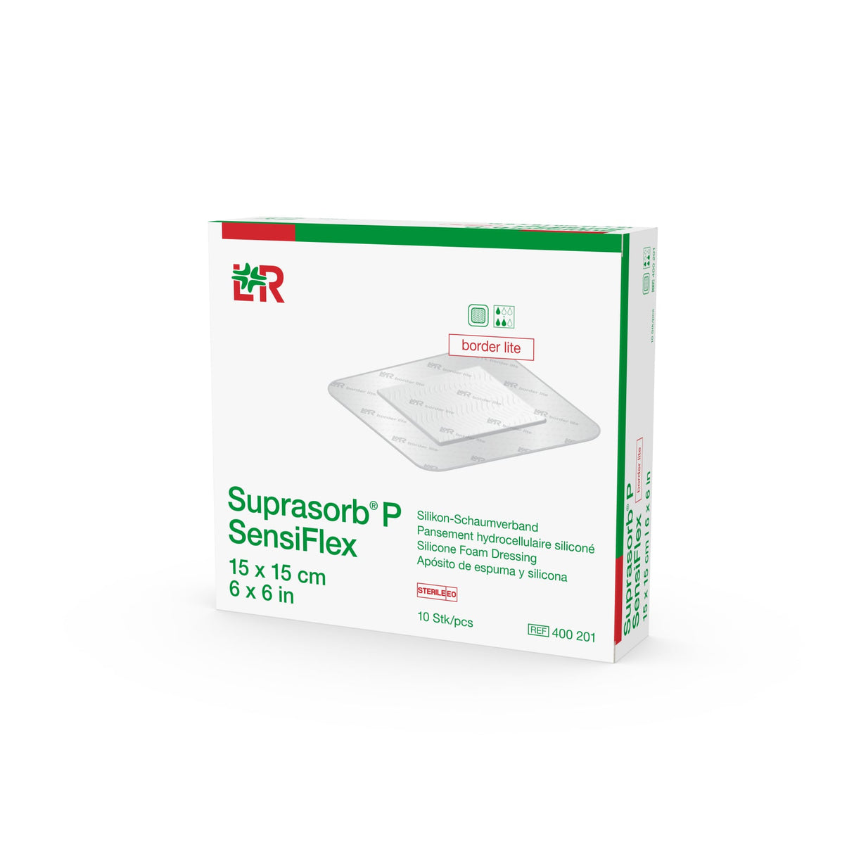 Lohmann & Rauscher Suprasorb P SensiFlex Silikon-Schaumverband, steril, border lite – flexibel, atraumatisch – Ansicht 6