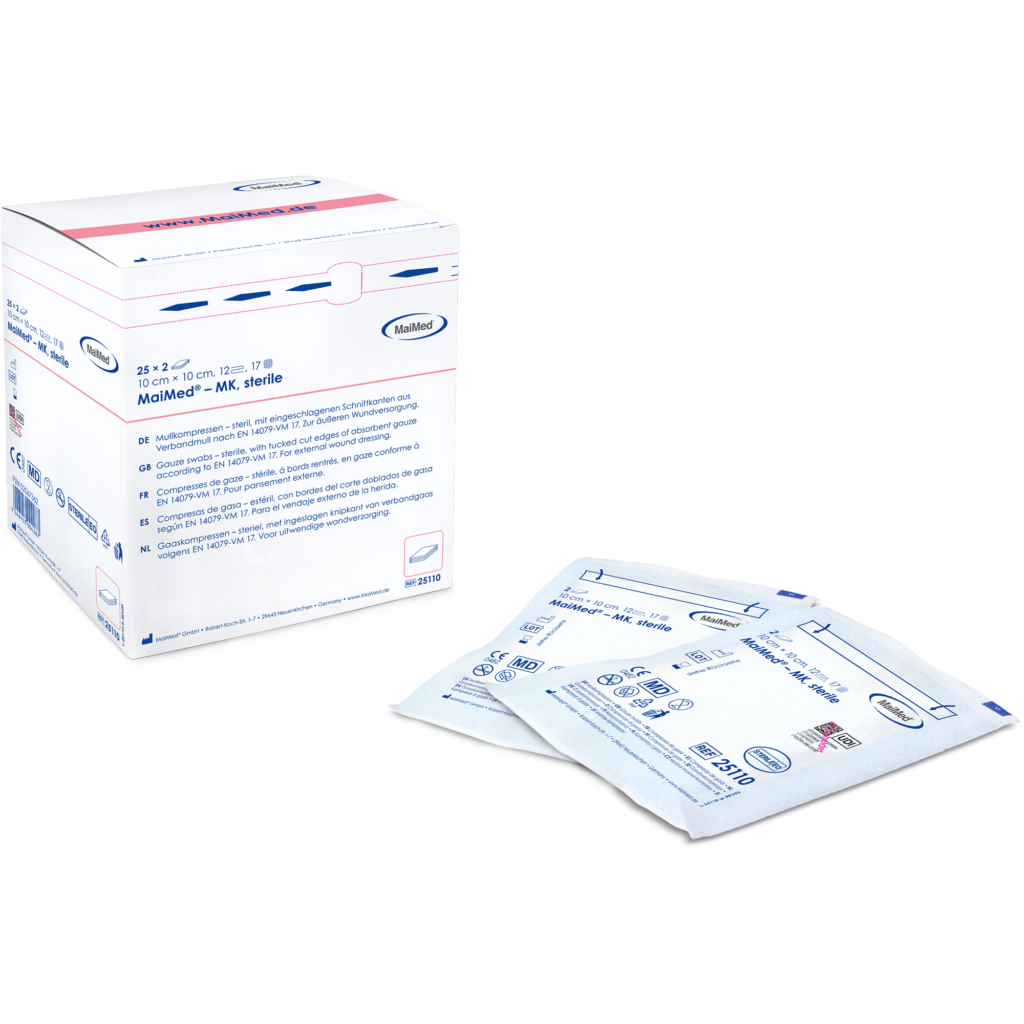 MaiMed® Mullkompressen steril 7,5 x 7,5 cm 8-fach, einzeln verpackt 100 Stck.