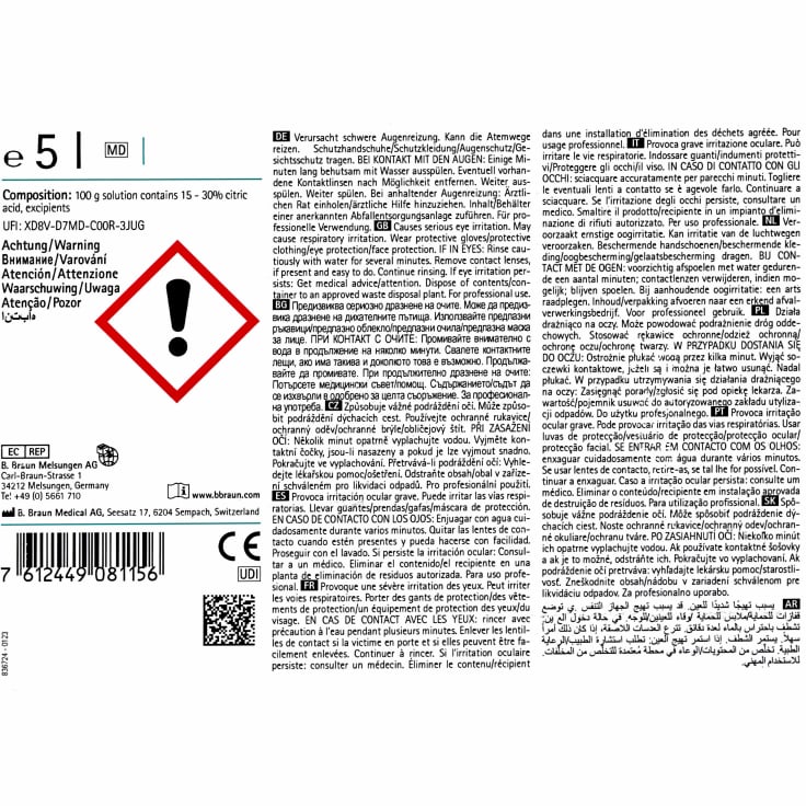 B. Braun Helimatic Neutralizer C, Neutralisationsmittel auf Zitronensäurebasis – Ansicht 2