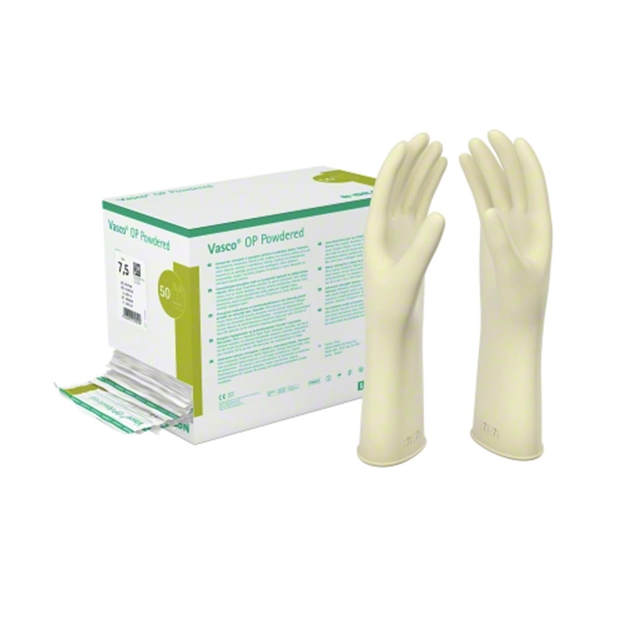 B. Braun Vasco Powdered OP-Handschuhe naturweiße Latexhandschuhe steril 50 Paar
