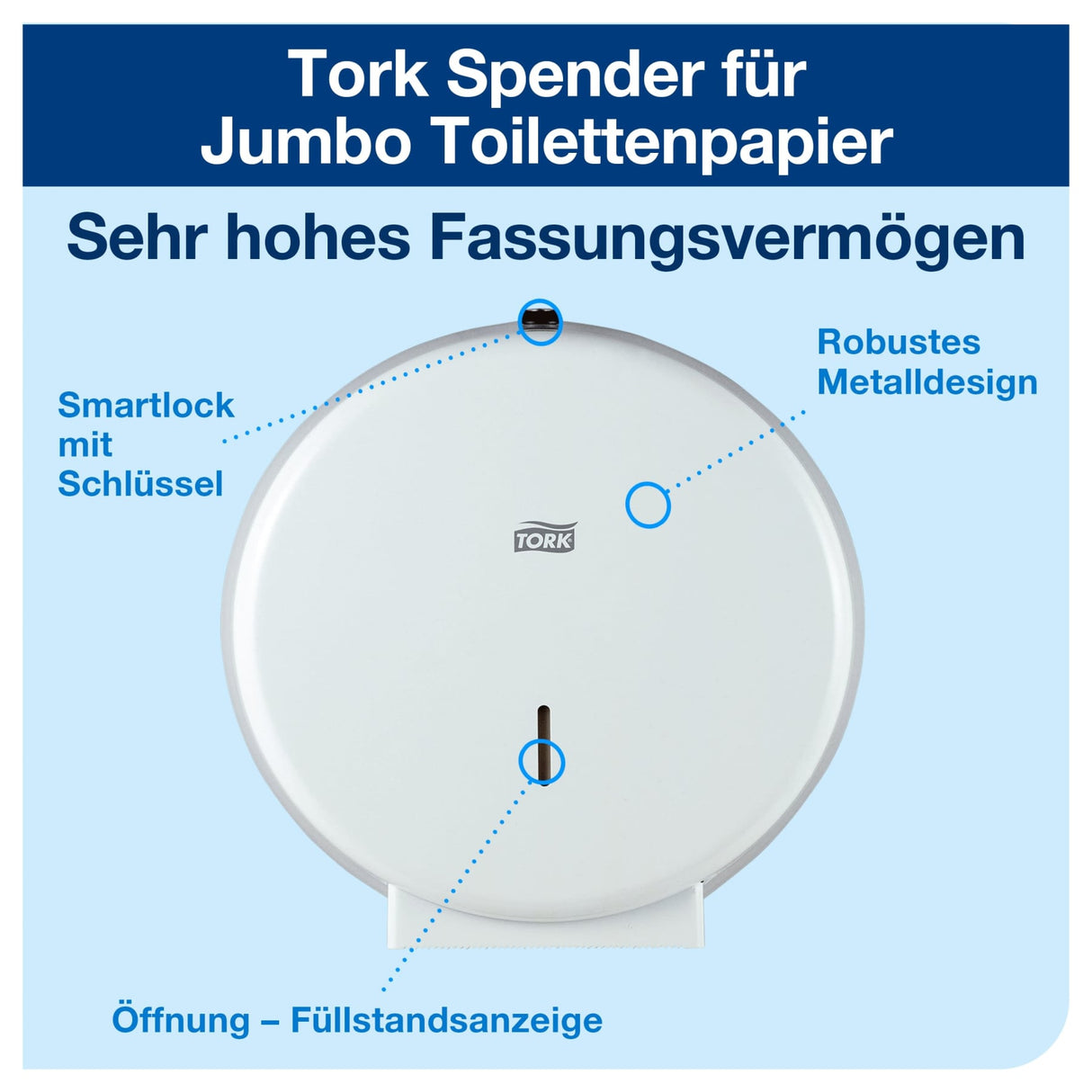 Tork Spender für Jumbo Toilettenpapier T1, mit Füllstandsanzeige und Diebstahlschutz – Ansicht 3