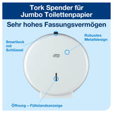 Tork Spender für Jumbo Toilettenpapier T1, mit Füllstandsanzeige und Diebstahlschutz – Ansicht 3