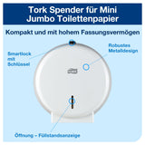 Tork Spender für Mini Jumbo Toilettenpapier, mit Füllstandsanzeige und Diebstahlschutz – Ansicht 4