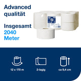 Tork Mini Jumbo Toilettenpapier T2 Advanced, 2-lagig, weiß – 170 m/Rolle – Ansicht 2