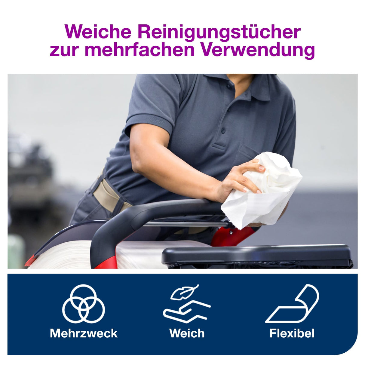 Tork Premium Reinigungstücher W1, 1-lagig, weich und flexibel – Ansicht 5
