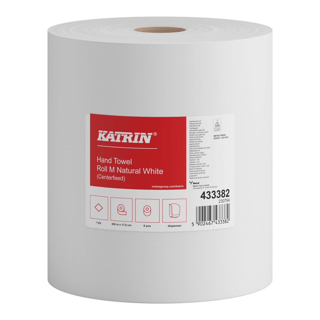 KATRIN Rollenhandtuchpapier, 1-lagig, naturweiß