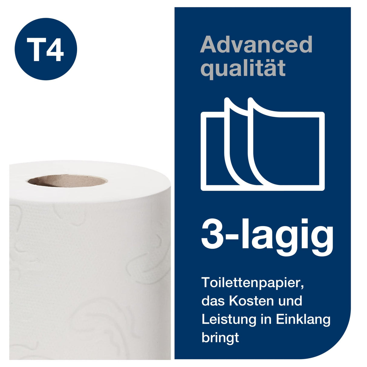 Tork Kleinrollen Toilettenpapier T4 Advanced, 3-lagig, weiß – Ansicht 2