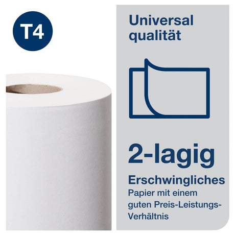 Tork Kleinrollen Toilettenpapier T4 Universal, 2-lagig, weiß – extralange Rolle – Ansicht 5