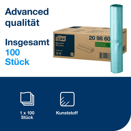 Tork Abfallsäcke 60 Liter, grün, B1, aus 55 % PCR-Material – Ansicht 2