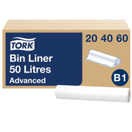 Tork Abfallsäcke 50 Liter, transparent, B1, aus 55 % PCR-Material