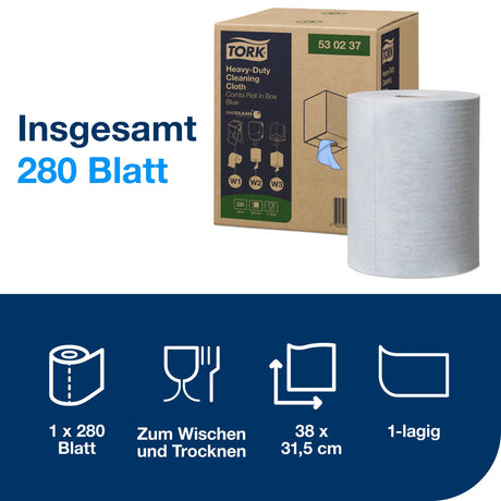 Tork Extra Starke Reinigungstücher W1/W2/W3, 1-lagig, blau, strapazierfähig – Ansicht 2