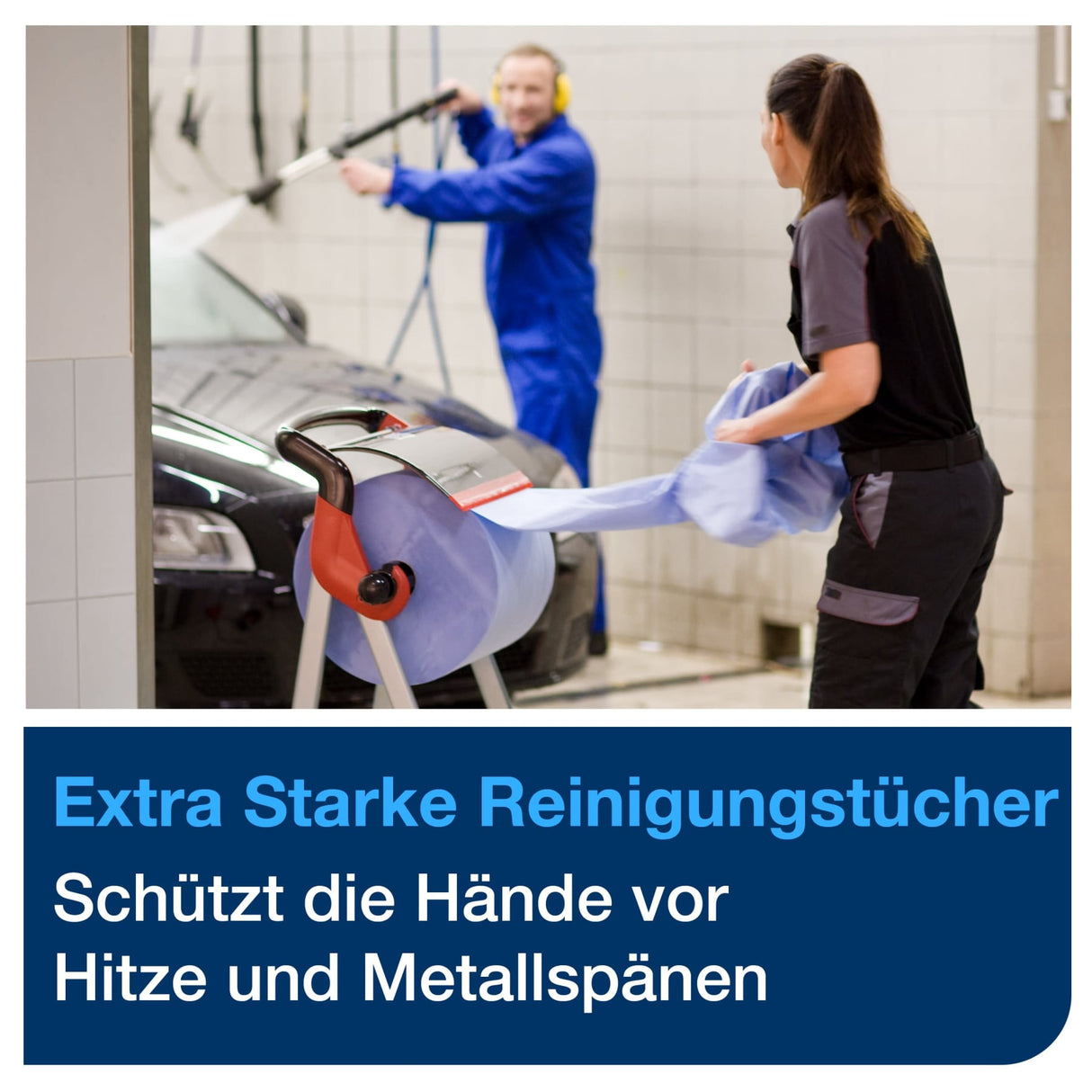 Tork Extra Starke Reinigungstücher W1/W2/W3, 1-lagig, blau, strapazierfähig – Ansicht 4