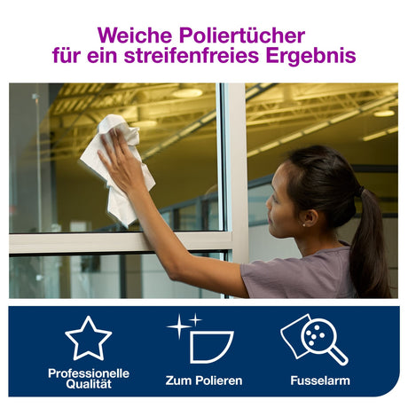 Tork Poliertücher W1/W2/W3, fusselarm, weiß – für empfindliche Oberflächen – Ansicht 5