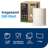Tork Reinigungstücher W1/W2/W3, 1-lagig, weiß, 300 Tücher je Rolle – Ansicht 2