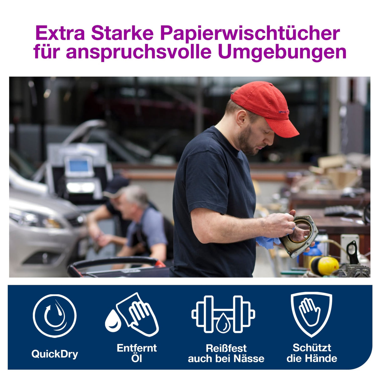 Tork Advanced Wischtuch 440, 3-lagig, blau, W1/W2 – widerstandsfähig, mit Prägung – Ansicht 5