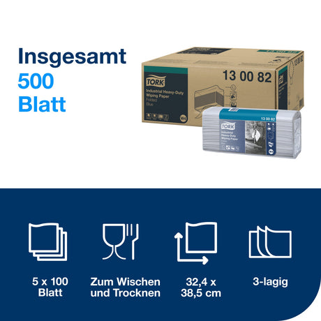 Tork Advanced Wischtuch 440, 3-lagig, blau, Einzeltücher W4 – hohe Saugkraft – Ansicht 2