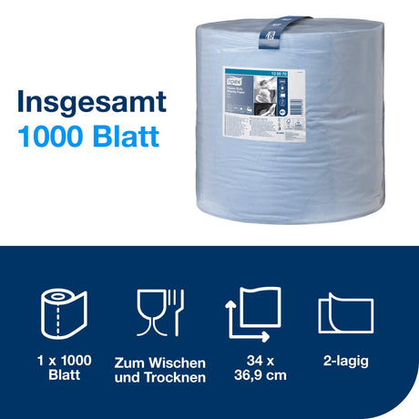 Tork Advanced Wischtuch 430, Großrolle, blau, 2-lagig, W1 – mit Prägung – Ansicht 2