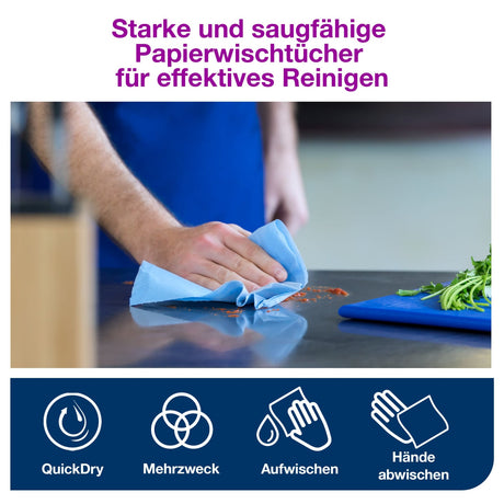Tork Advanced Wischtuch 420, Großrolle, blau, 2-lagig, W1 – mit Prägung – Ansicht 14