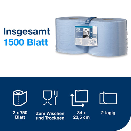 Tork Advanced Papierwischtuch 2-lagig, blau, W1/W2 – Ansicht 2